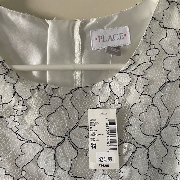 The Children’s Place - White and Black Dress with Flowers - Picture 3 of 3